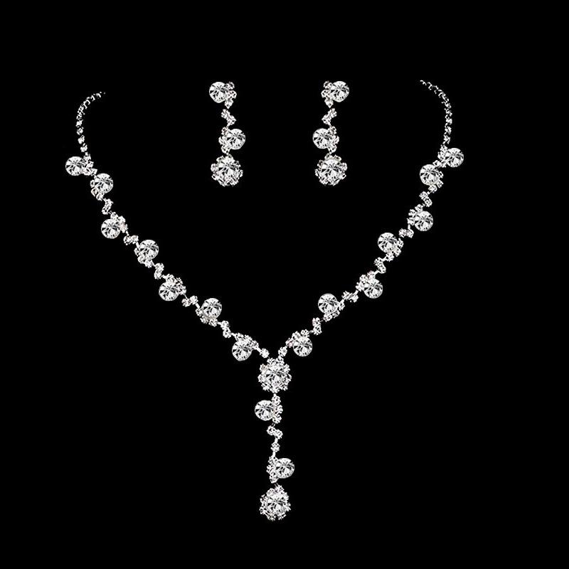 

Свадебные аксессуары, элегантное жемчужное ожерелье из сплава, серьги, комплект ювелирных изделий, аксессуары для платья с бриллиантами для женщин