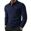 Business casual men's polo shirt with black base Men's Contrast Placket Running Horse Print Long Sleeve Polo Shirt