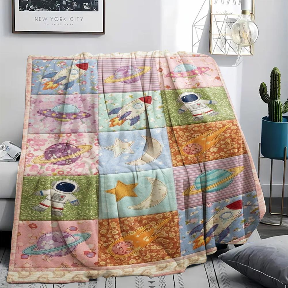 1Pc Space Print Flannel Blanket, High quality Comfortable for All Seasons, Home Decor, Warmth and Comfort, Perfect for Christmas Gifts W157
