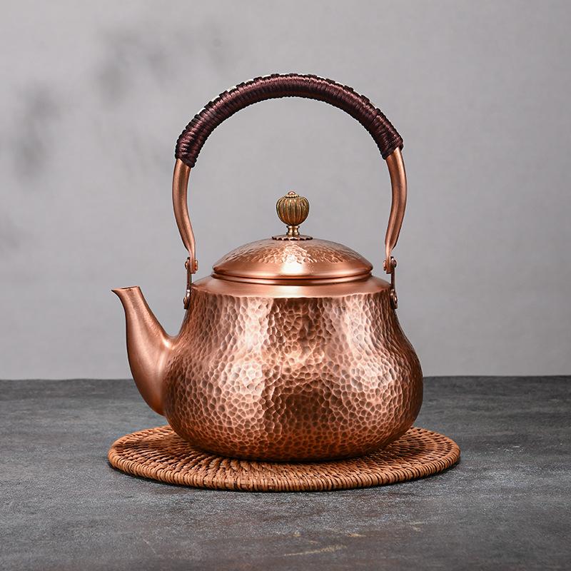 

Red Copper Teapot Kettle Handmade Hammered Texture