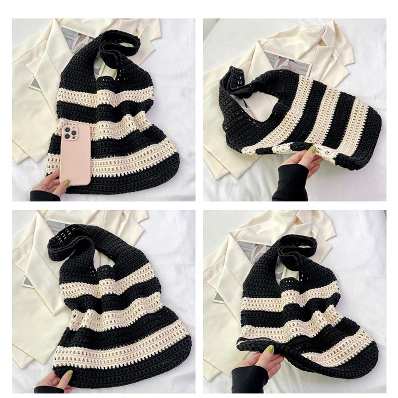 Handwoven Beach Crochet Bag for Women Lightweight Knitted Tote Handbag Summer Shopping Travel Shoulder Purse
