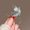 Brooch Pin, 3D Bird Design Lapel Pin with Cyan-Blue Enamel Wings And Translucent Rhinestones, Sparkling Luster Badge for Suits Dresses