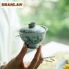 100ml Ancient-style Blue White Porcelain Gaiwan Elegant Tea Tureen Tea Bowl with Lid Kit Tea Making Cover Bowl for Tea Craft