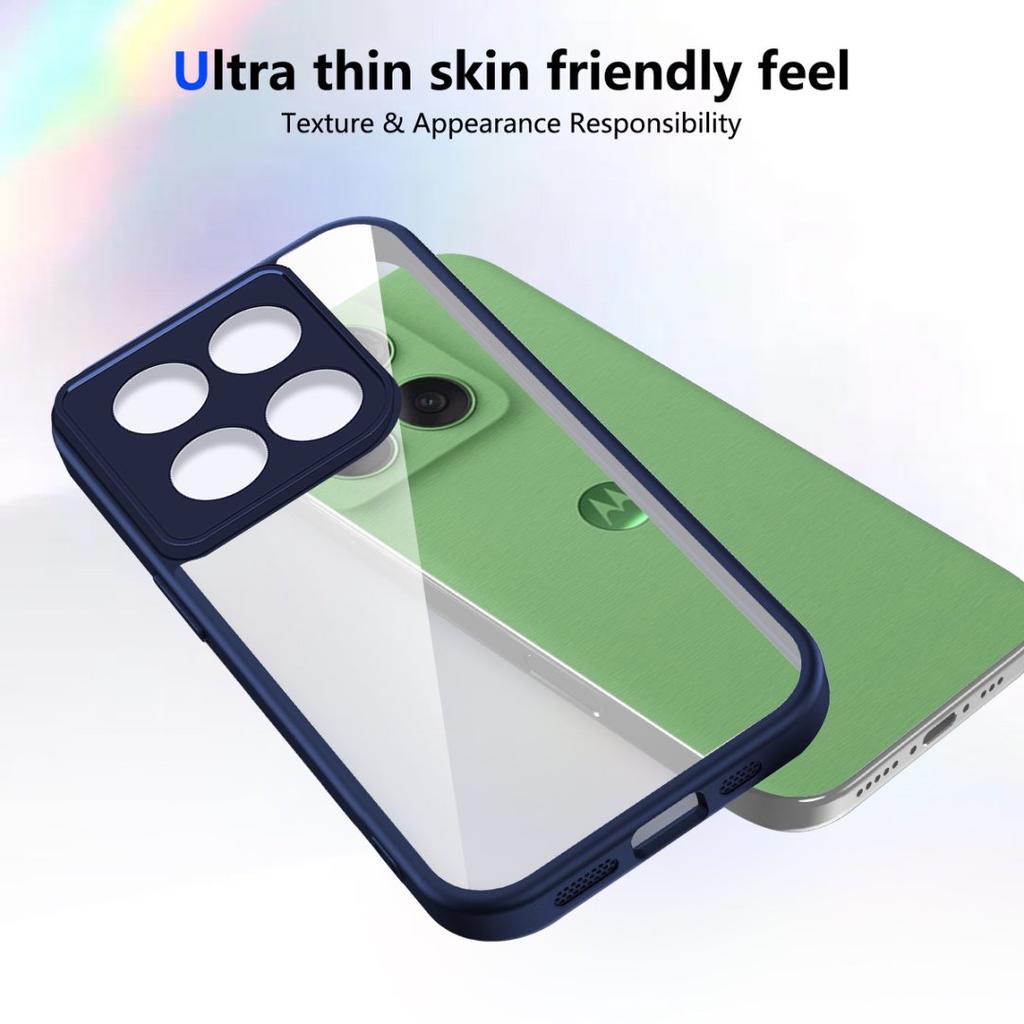 Clear Soft Frame Phone Case for Motorola Moto Edge 50 60 Pro Neo Ultra Fusion G Stylus 5G Shockproof Cover Hard Acrylic Shell