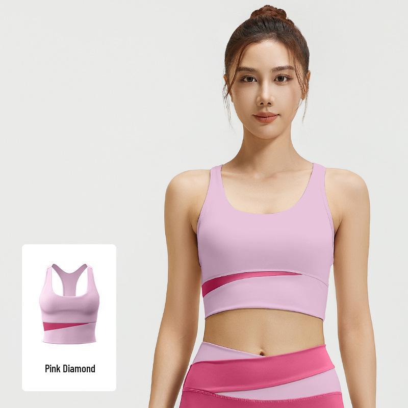

Женский спортивный бюстгальтер Juyi Hall с высокой степенью поддержки - Ударопрочный, поддерживающий фитнес-жилет для бега и йоги XL розовый