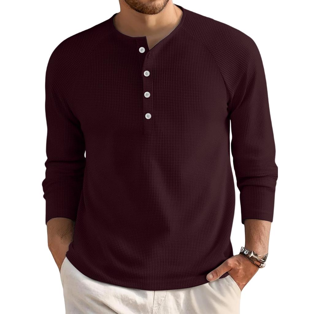 Men's Loose Casual Button Down Collar Long Sleeve Top