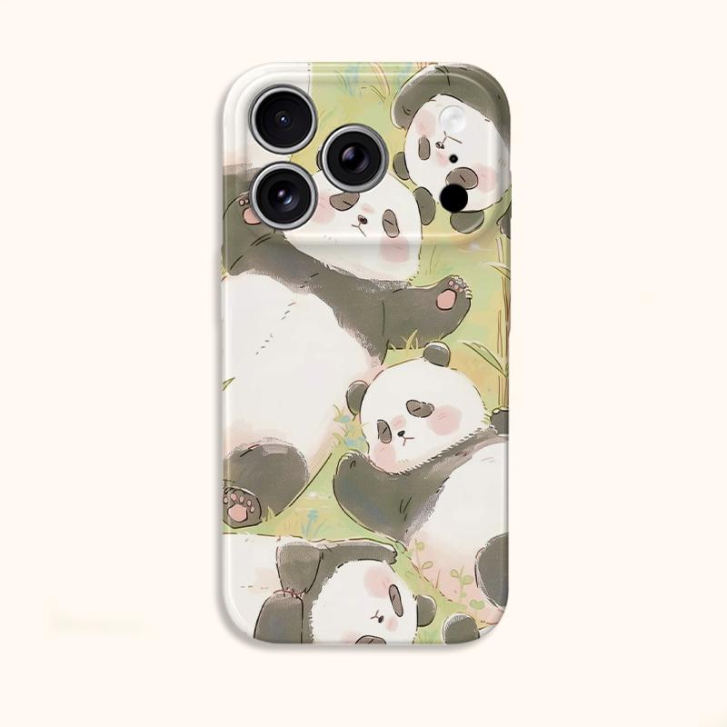 Chubby Fluffy Panda Pile Graphic Art Film Aesthetic Protective Shockproof Bumper Phone Case Cover For iPhone 14 15 16 17 Pro Max Plus