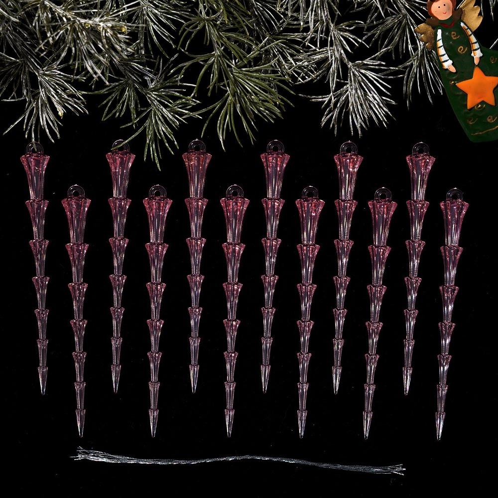 Clear Acrylic Icicle Ornaments Twisted Water Drop Design Snowflake Ornaments Set  Home Decoration