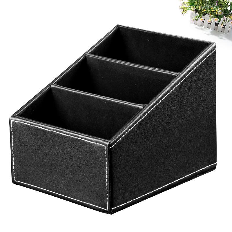2025 1pcs Leather Remote Control  Organizer Phone Desktop Storage Box Organizer Box  Closet Organizer  Storage Box  Wooden Box