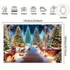 Magic Forest Christmas Background Banner Polyester Winter Wonderland Party Hanging Decoration with Snow Trees and Deer
