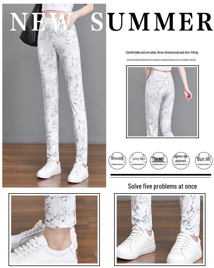 Mid-Waist Elastic Plaid Slim Fit Women's Pants - 2024 Versatile Summer Wear