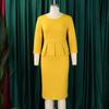 Women's Autumn New Fashion Temperament Elegant Solid Color Ruffled Edge Wrapped Buttock Dress