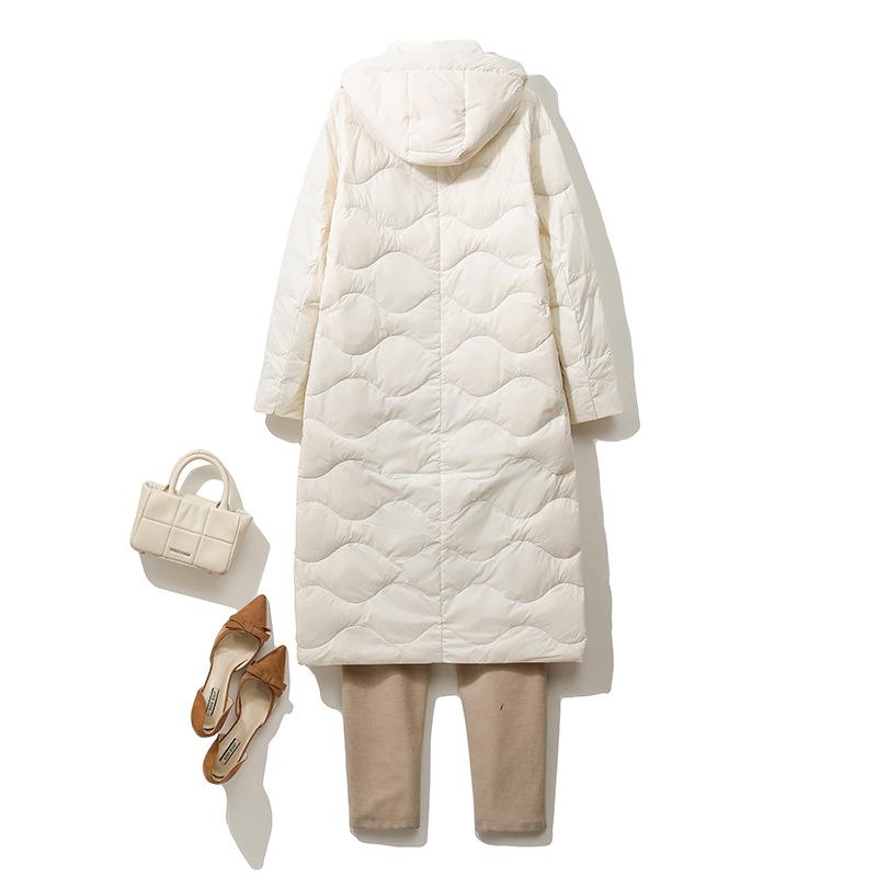 Youjia Damen Extra Lange Kapuzen-Daunenjacke - Schlankmachend und Warm für Herbst/Winter.