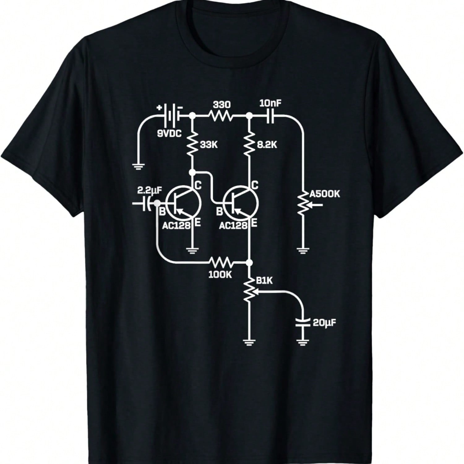 Fuzz Pedal Schematic Circuit Handwired Musician Gift T-Shirt T-Shirt S разноцветный