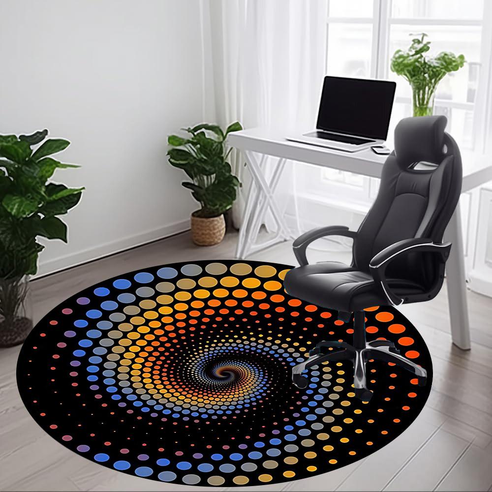 1pc Spiral Dots Pattern Carpet for Office Non Slip, Round Carpet, Soft & Comfortable, Carpet for Office, Lightweight Round Floor Mat