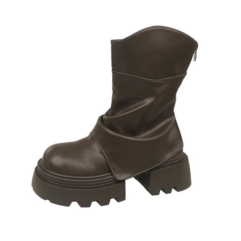 Drag cool Internet celebrity fashion skirt boots women's short boots 2025 autumn and winter new thin Martin boots thick-soled muffin trouser boots