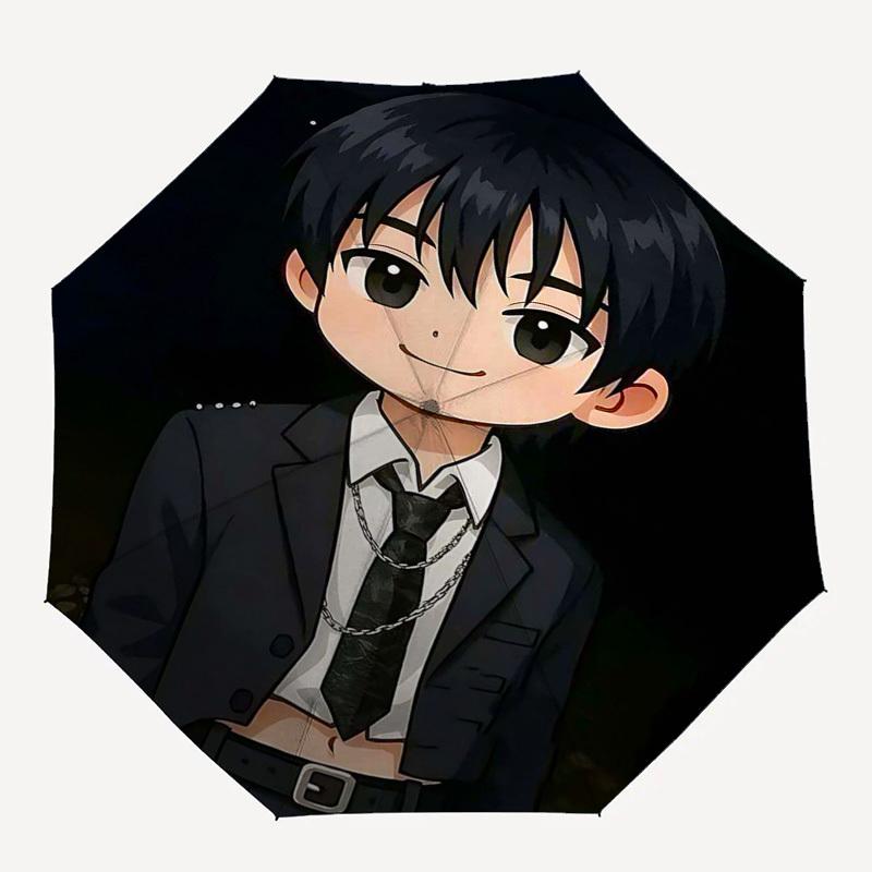 1pc Anime Character Outdoor Umbrella - Automatic Opening/Closing, Portable 3-Fold Design, 8-Bone Iron Frame - Perfect Gift for Fans, Travelers, D