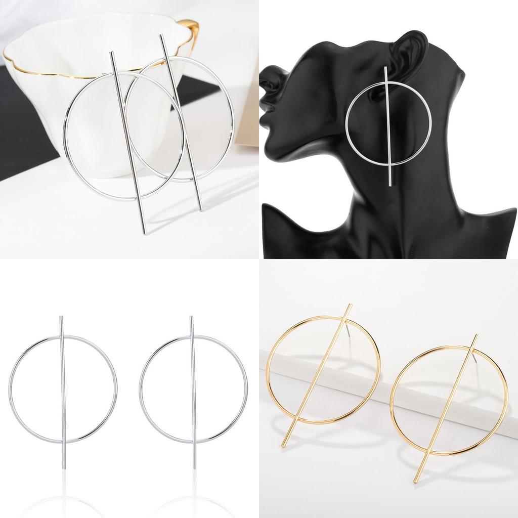 Elegant Alloy Hoop Earrings For Women Stylish Geometric Jewelry Gift