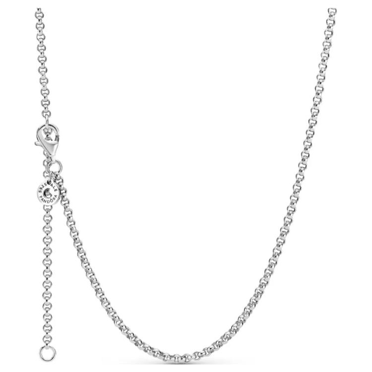 Pandora Logo Silver Necklace Women necklace 399260C00 Box,F,Silver
