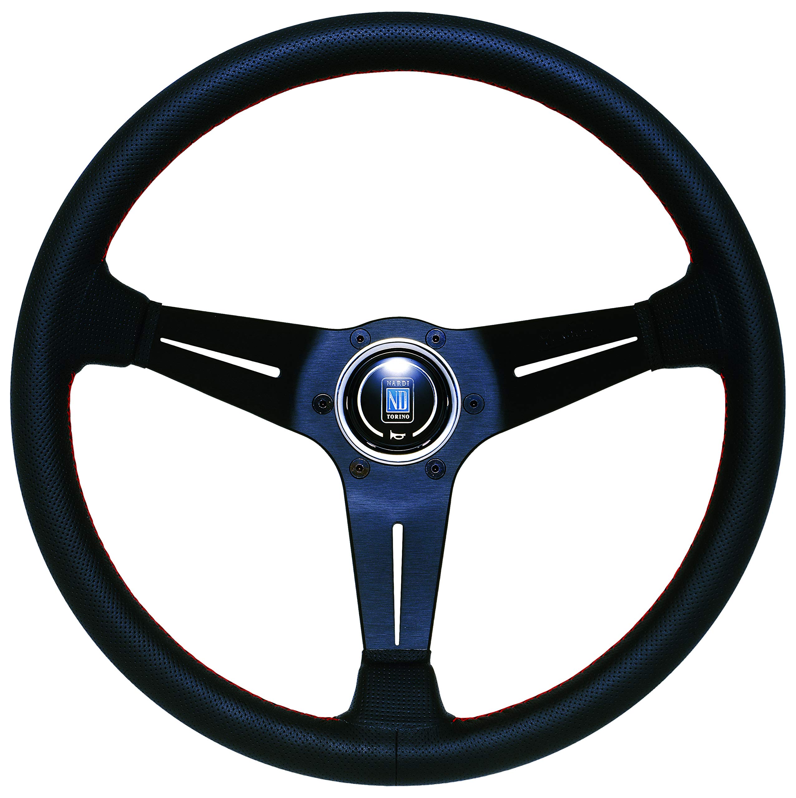 

NARDI SPORTS TYPE Rally Perforated Leather Deep Cone Type Red Stitching 350mm Steering Wheel N755