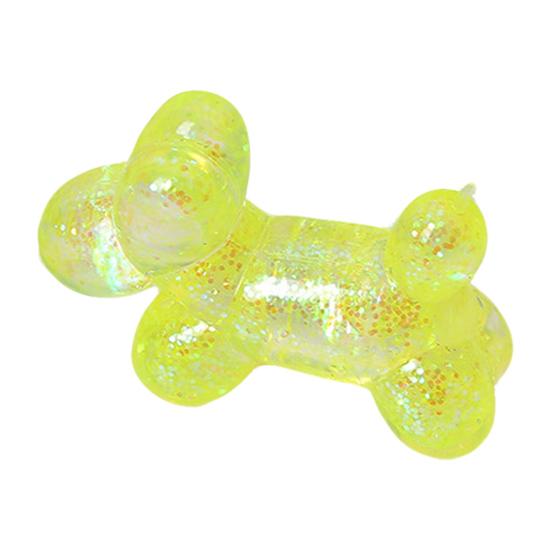 Glitter Balloon Dog Squeeze Toy, Stress Relief Transparent Dog Sensory Toy, Soft Stretchy Animal Shape Fidget Toy for Home Office Classroom
