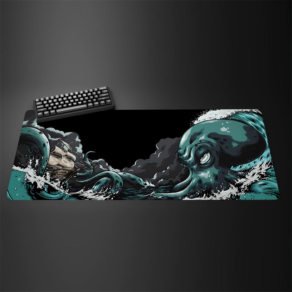 Black Ghost Face Nonslip Mouse Pad Gamer Desk Mat HD Print Japanese Samurai Devil Mask PC Gaming Accessories Computer Table Pad