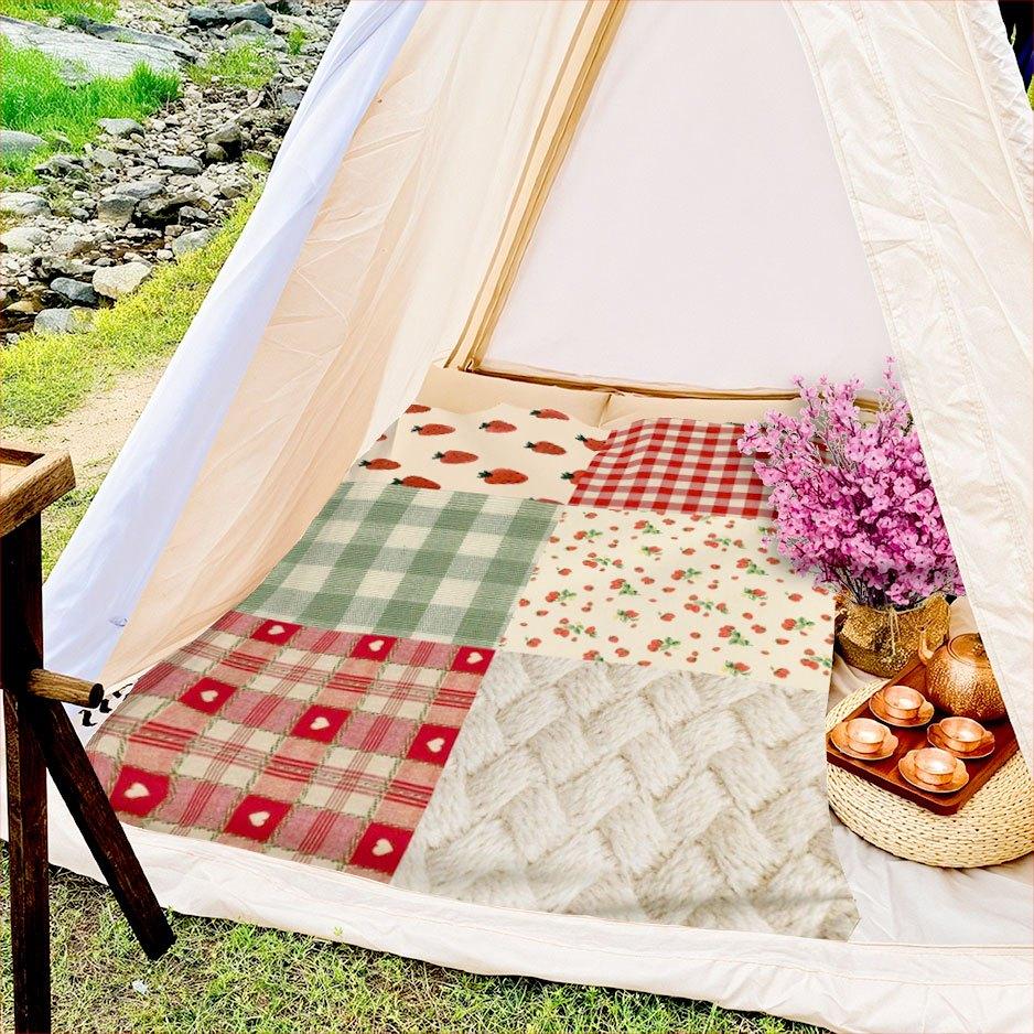 Retro Gingham Patchwork Blanket Reversible Flannel Throw for Vintage Charm AllSeason Comfort Country Style Gift