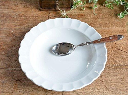 Set med 5 vita middagstallrikar, blomformade, splittringssäkra, förstärkt porslin, Tiara Pure White, volangprydda, 23 cm, för pasta, soppa och curry