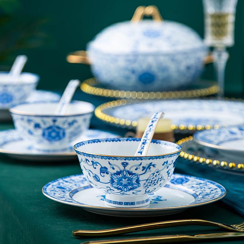 LISM Jingdezhen Blue & White Porcelain Dinnerware Set
