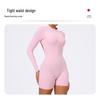 Xiga European & American Style Half-Zip Cutout Back Peach Butt Long Sleeve Yoga Jumpsuit LT05