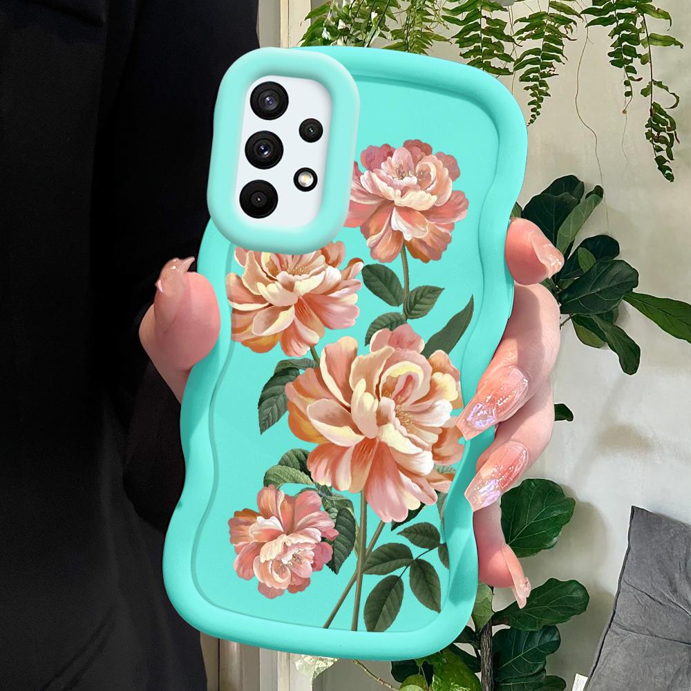 

Окрашенный узор Big Wave Edge Мягкий силиконовый материал Macaron чехол для телефона противоударный защитный резиновый чехол для Samsung Xiaomi Poco Redmi Xiaomi Poco C75 5G синий