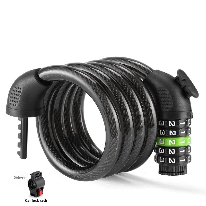 Combination Bicycle Cable Lock-5-Digit Winding Security Reset Cable Lock Bicycle Padlock Anti-Theft Accessories