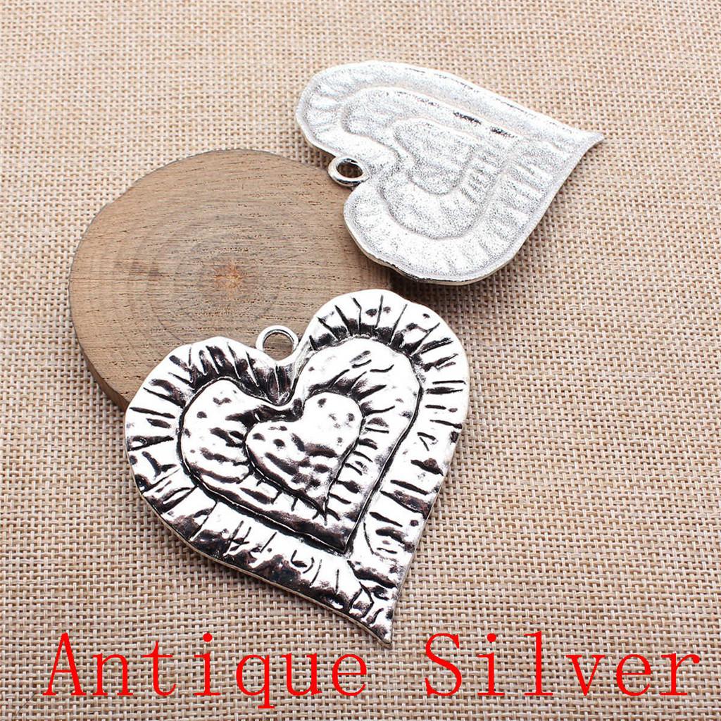 Big Heart Shaped Charms Pendant For Bracelet Necklace Jewelry Making Craft Findings