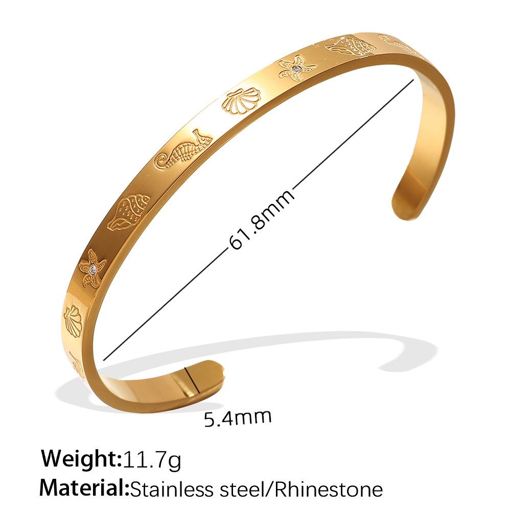 European and American exaggerated personality versatile titanium steel inlaid zircon marine series stainless steel open bracelet