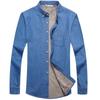 New Designer Thick Plus Cashmere Warm Shirt Men Long-sleeved Casual Cotton Men Shirts Brand Denim Clothing Mens Camisa 4XL