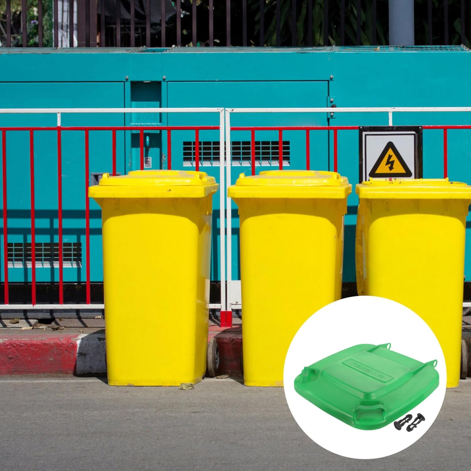 GANAZONO Commercial Trash Can Lid Replacement 50L/13.2 Gallon Outdoor Garbage Can Lid Cover Garbage Can Lock