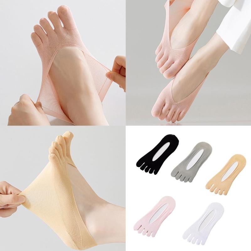 Women's No Show Toe Socks Invisible Low Cut Liner Socks with Toes Separated for Athletic Running Five Finger Socks