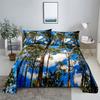 Scene Bed Sheet and Pillowcase Set Bedding Linens Cover Queen King Double Size 220x240 Trees for Bedroom Soft Twin Full Single