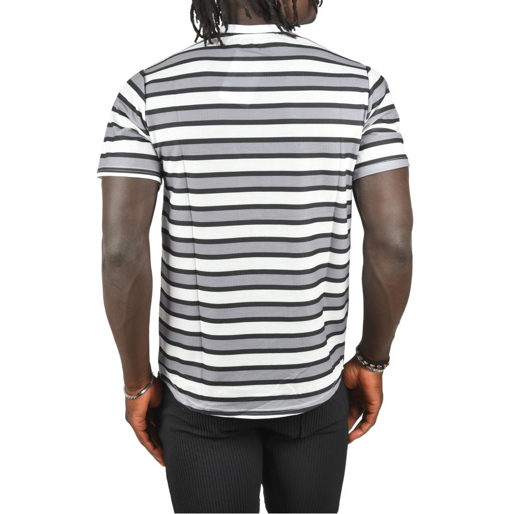 DeepSEA Yatay Çizgili Bisiklet Yaka Slim Fit Likralı Tişört 2403228