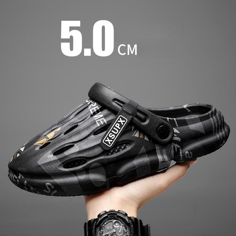 Fashion Men's Outdoor Slippers Spring Summer Beach Shoes Thick Bottom Sport Sandals Two-in-One Mesh Trendy Slippers Sneakers for Men