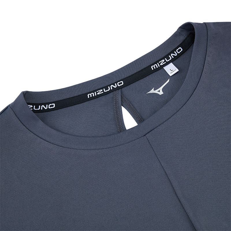 Mizuno Rhythm Series Solid Color Comfortable Draped Round Neck Short Sleeve T-Shirt Women Tops Gray 32MAB305-08