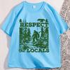 Respect The Locals TShirt Men Funny Bigfoot T Shirt Vintage Nature Tshirt Cotton Short Sleeve Graphic Tee Male Clothing