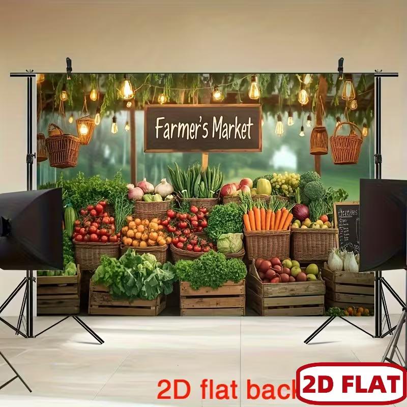 2D Country Farmer's Market Backdrop, Food Photography and Party Background