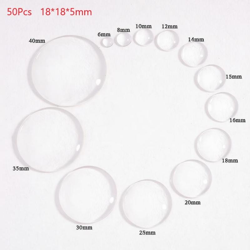 Clear Transparent Round Glass Cabochon 10/50 Pcs 6-40mm Flat Back for Scrapbooking Jewelry Making Craft Supplies