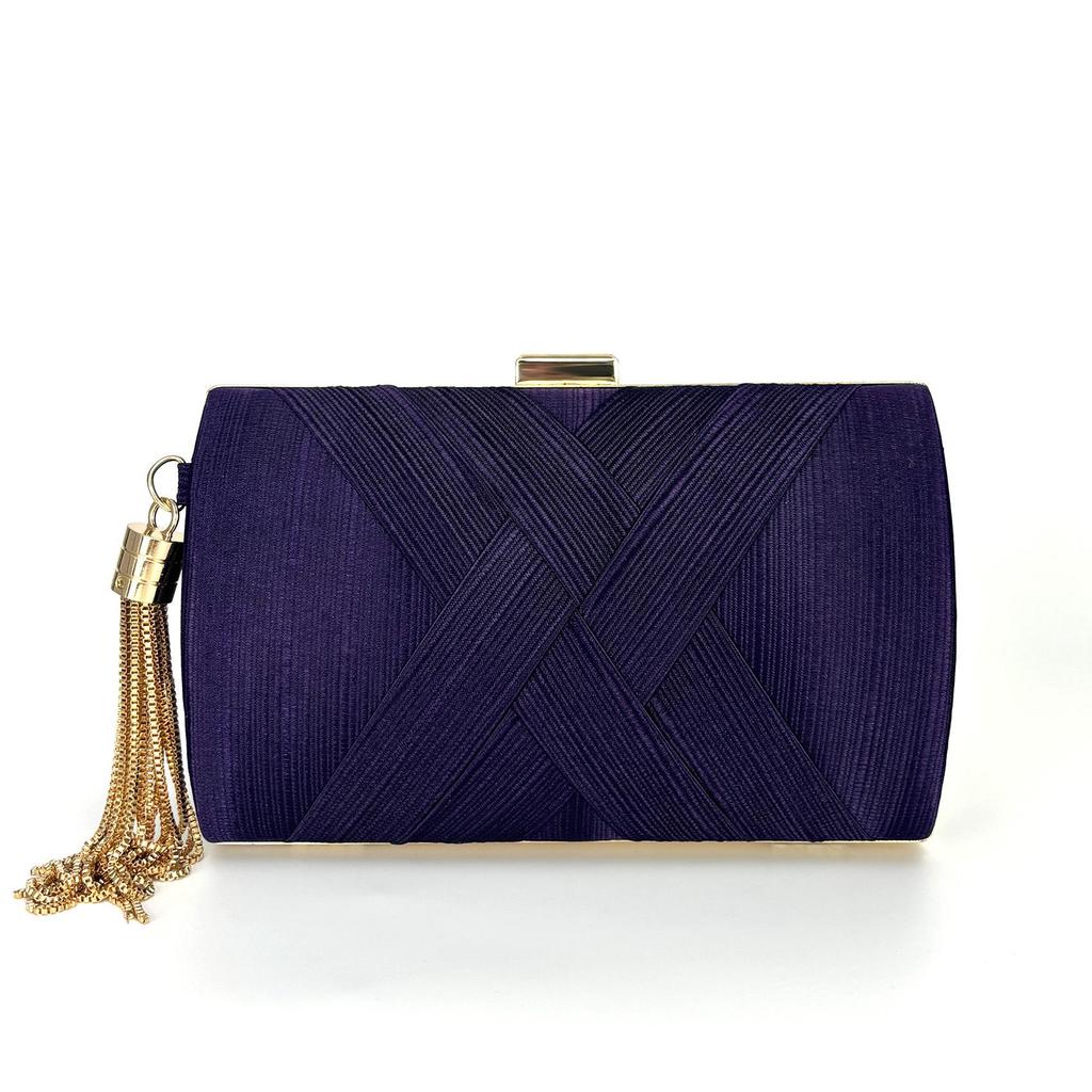 Tassel Woven Metal Evening Clutch Shoulder Bag