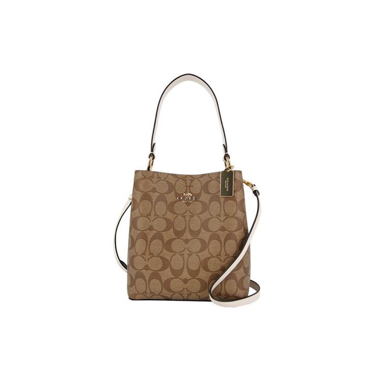 

New COACH Town Canvas With Leather Bucket Bag Handbag Shoulder Bag Crossbody Bag Women s Brown Monogram 2312-IMRO8 21.6*10.4*22.1CM