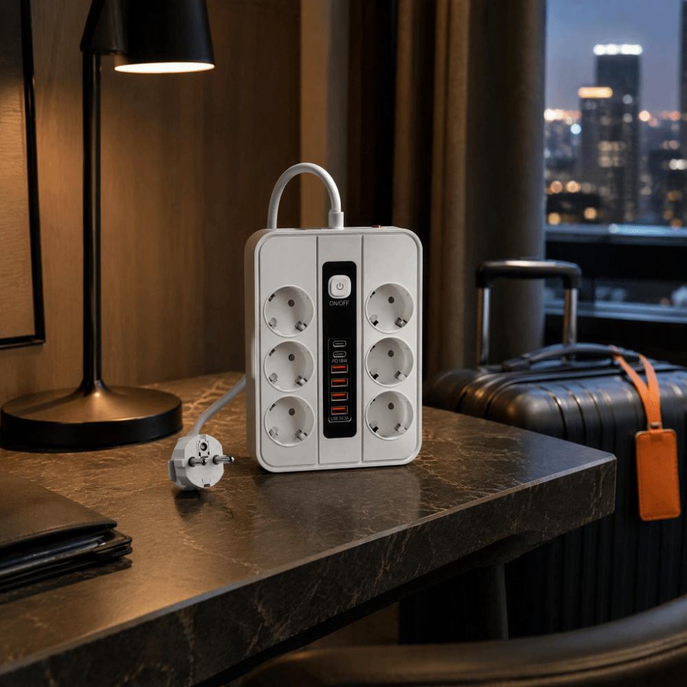 3000W USB Power Strip Dual USB Port USB Socket Multi-outlet Plug Board EU Power Strip Hotel