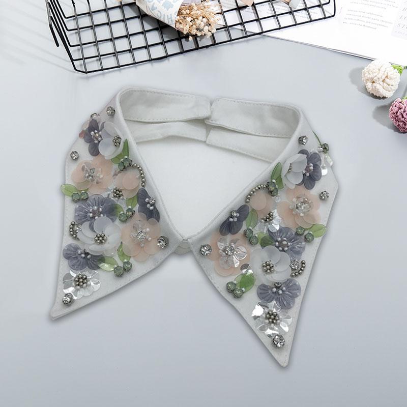 Pearl Fake Collar Shirt Women Detachable Collar Neckline Women False Collar Tie White Lapel Faux Col Women Clothes Accessories