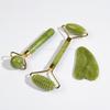 Rodillo de Jade Natural Masajeador para Cara Cuerpo Espalda Pie Rodillo de Masaje Lifting Facial Antiarrugas Doble Extremo Gua Sha Piedra de Jade