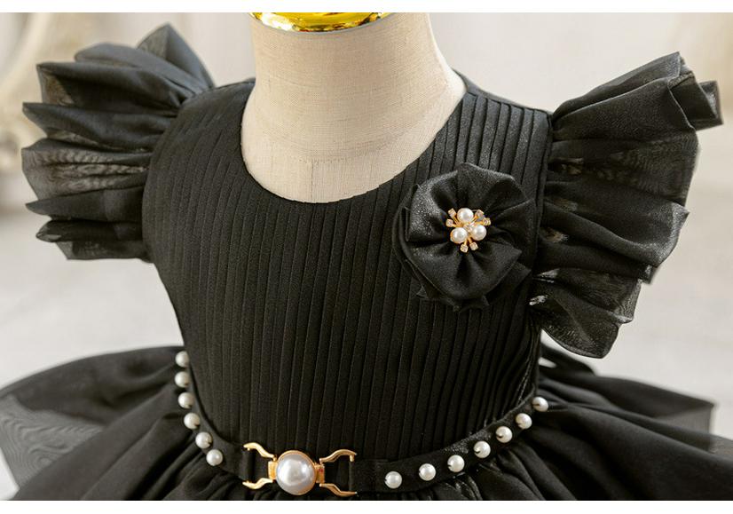 Frühlings-/Sommer-Festkleid für Kinder mit Perlen & 3D-Blumen - Kleinkind & Kleinkind